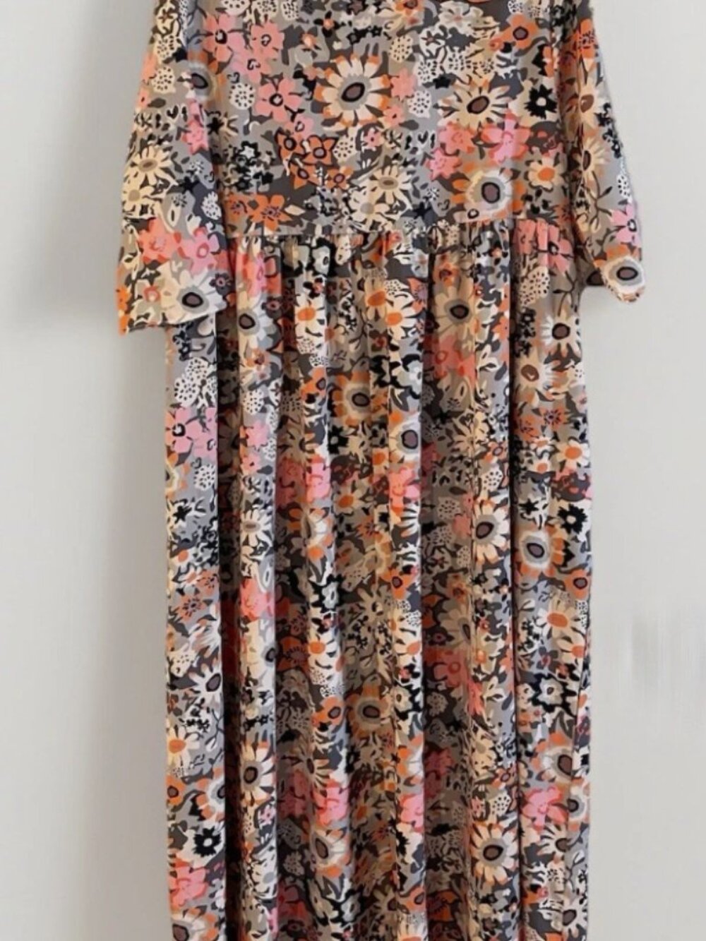 Maxi Dress MEDIUM Boho Fairy Flowy Floral Prairie side pockets Spring New